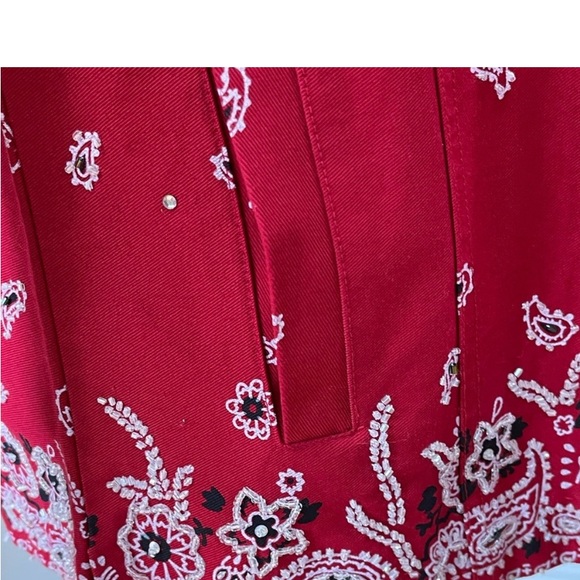 Quacker Factory red bandanna paisley pattern western with crystals size small - Picture 4 of 7